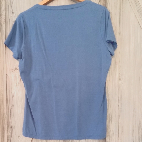Pure Alfred Sung Blue V Neck T-shirt XL - Picture 2 of 5
